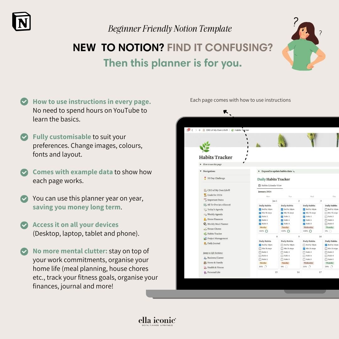 2024 Life Planner Notion Template - ceo of my own life® planner - ellaiconic®