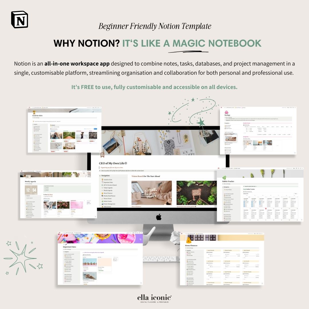 2024 Life Planner Notion Template - ceo of my own life®- ellaiconic®