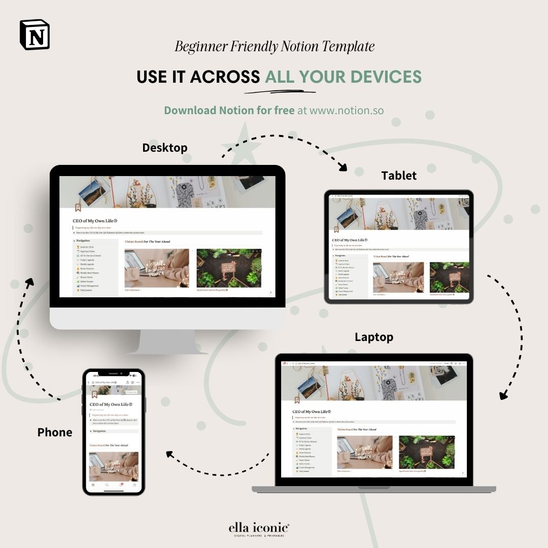 2024 Life Planner Notion Template - ceo of my own life®- ellaiconic®
