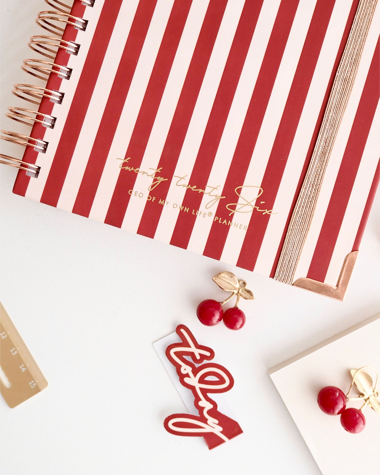 2026 Weekly Planner - CEO of My Own Life® - ella iconic - Red and White Stripes - Rouge - UK