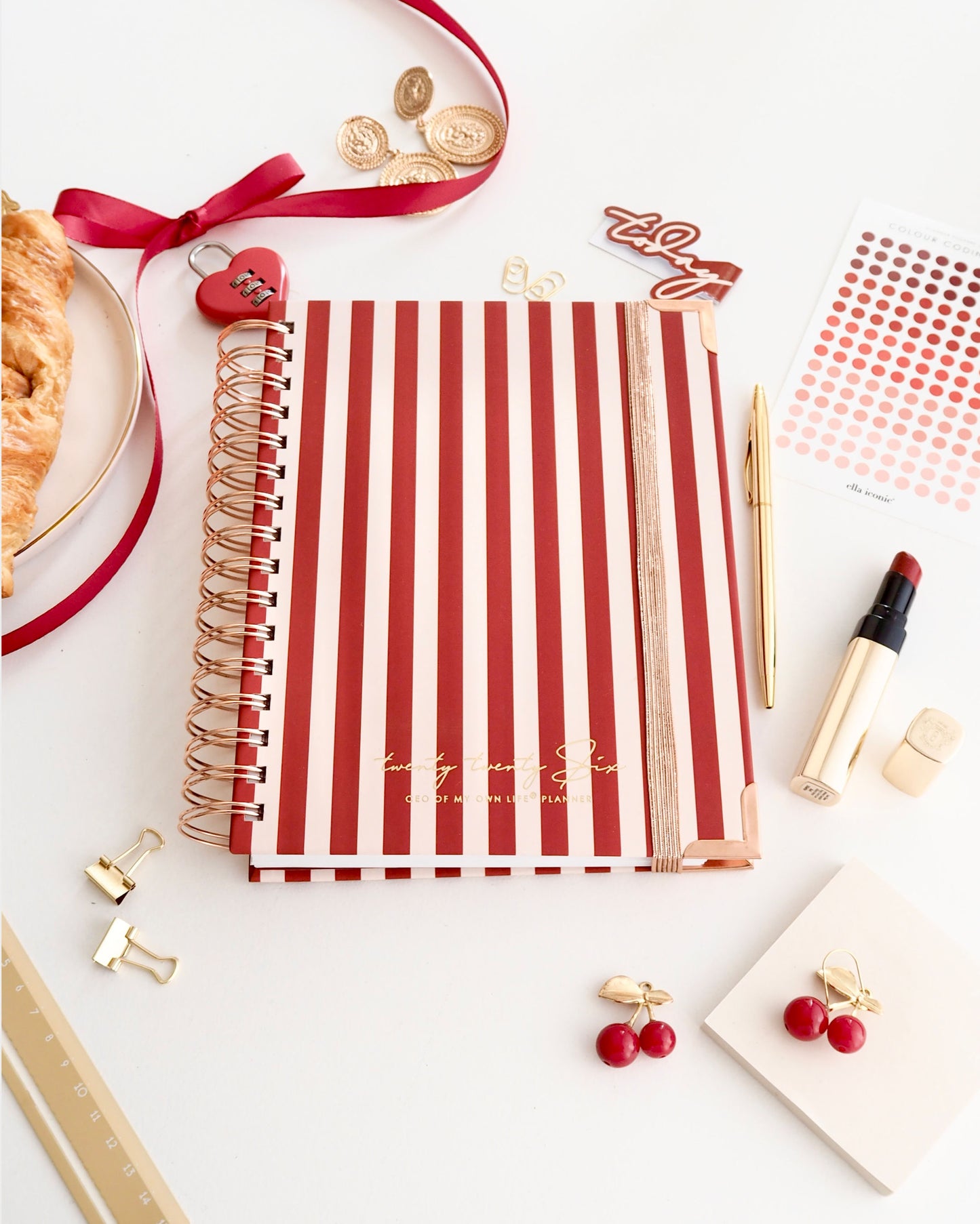 2026 Weekly Planner - CEO of My Own Life® - ella iconic - Red and White Stripes - Rouge - UK
