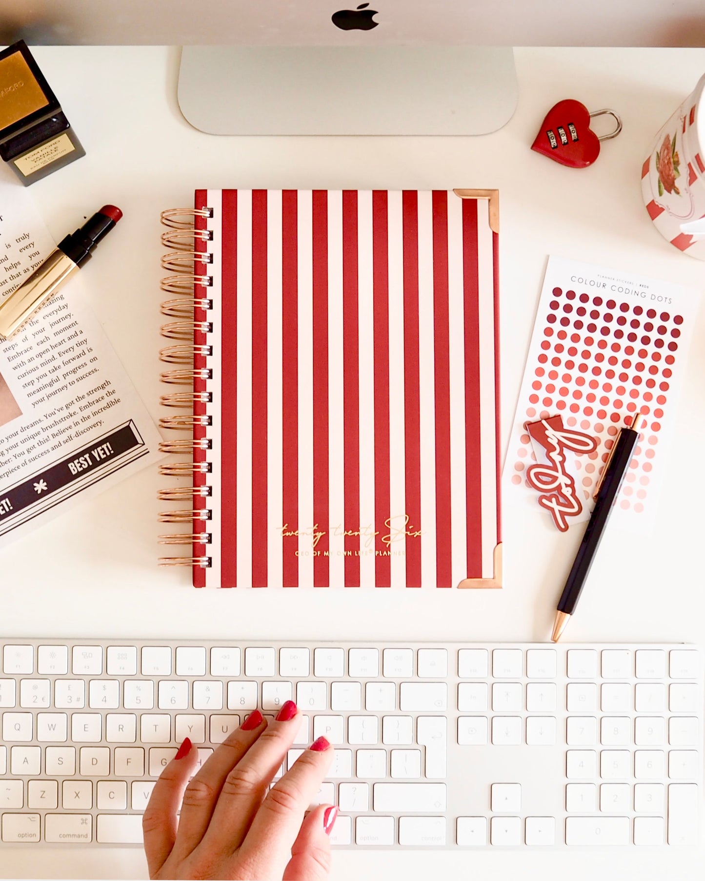 2026 Weekly Planner - CEO of My Own Life® - ella iconic - Red and White Stripes - Rouge - UK