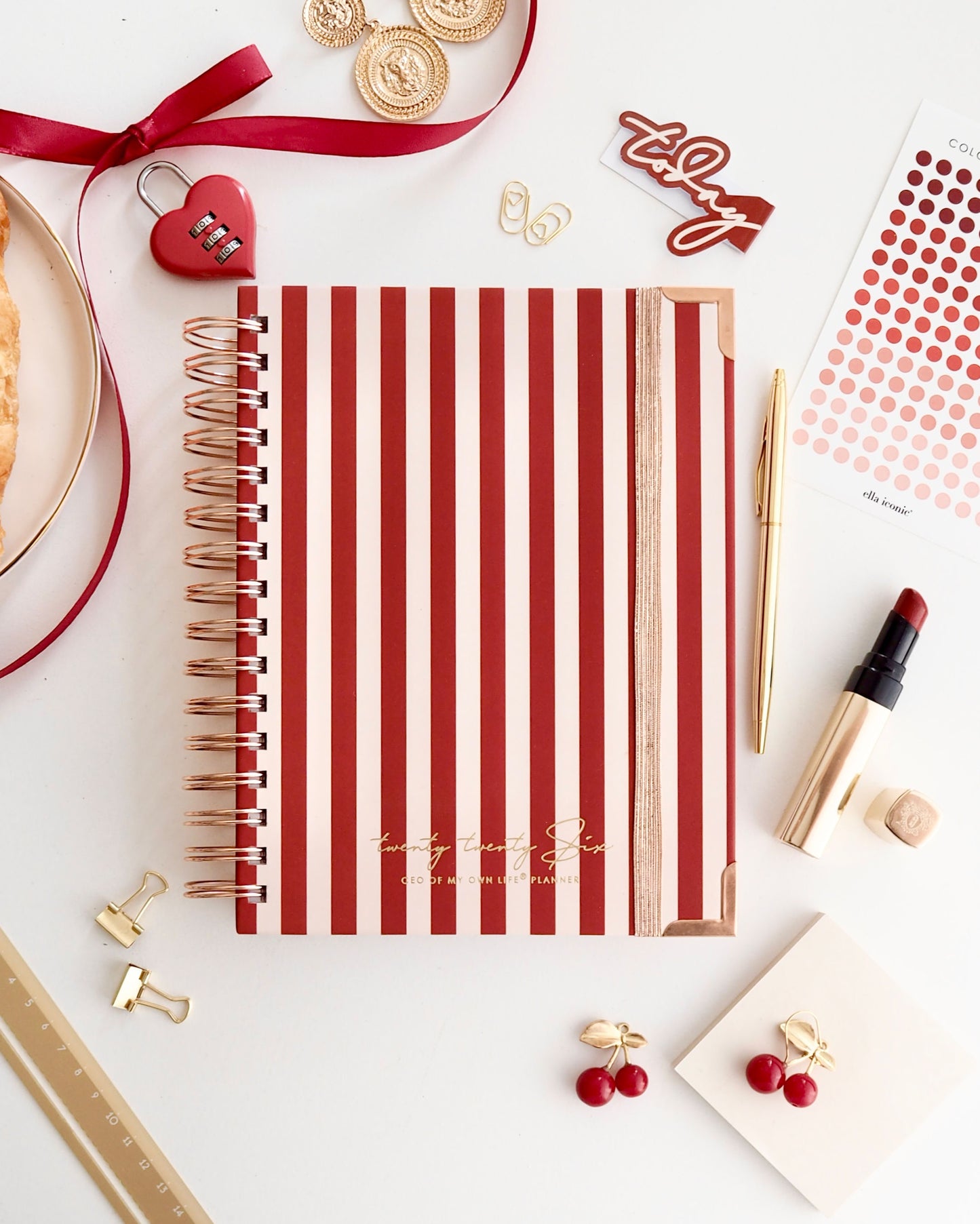 2026 Weekly Planner - CEO of My Own Life® - ella iconic - Red and White Stripes - Rouge - UK