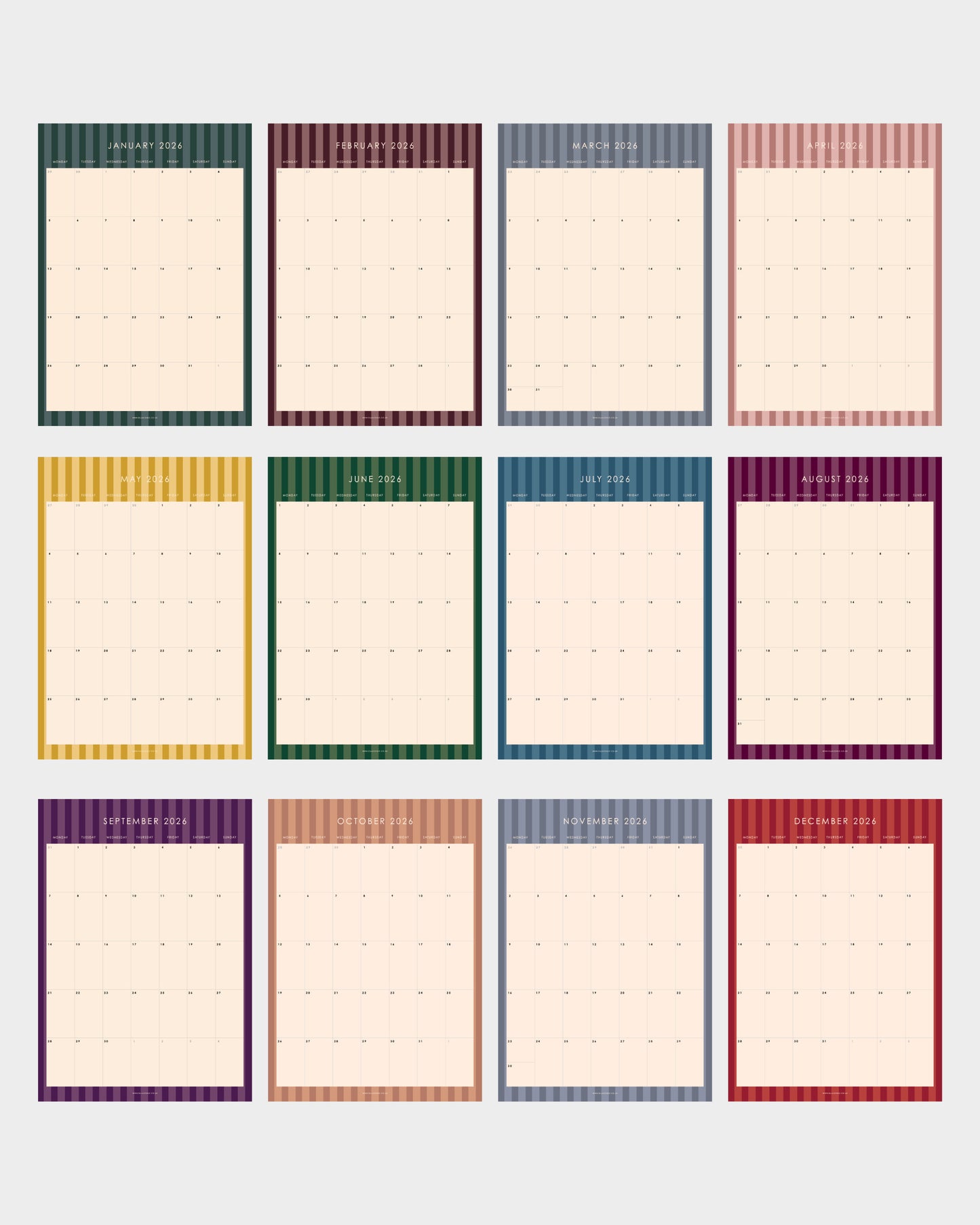 2026 A4 Wall Monthly Calendar - ella iconic® UK