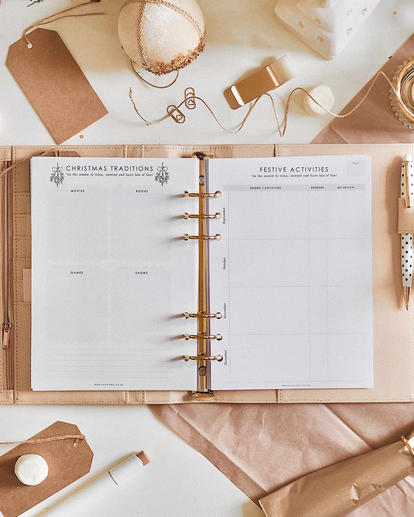 The ultimate Christmas Planner A5 Planner Inserts for 6 Ring Binders - ella iconic® UK