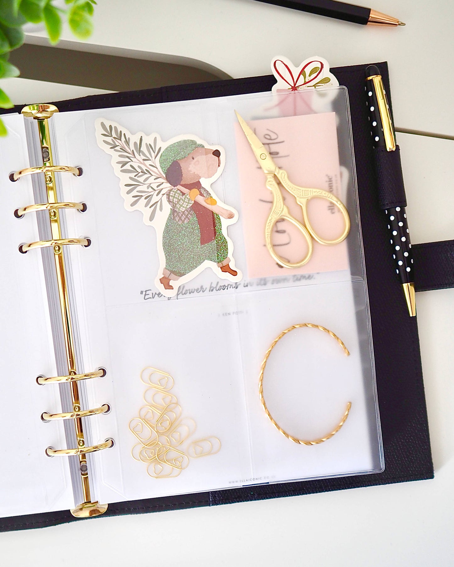 A5 Ring Binder Pocket | Four Business Card Slots With Flaps - ella iconic® UK