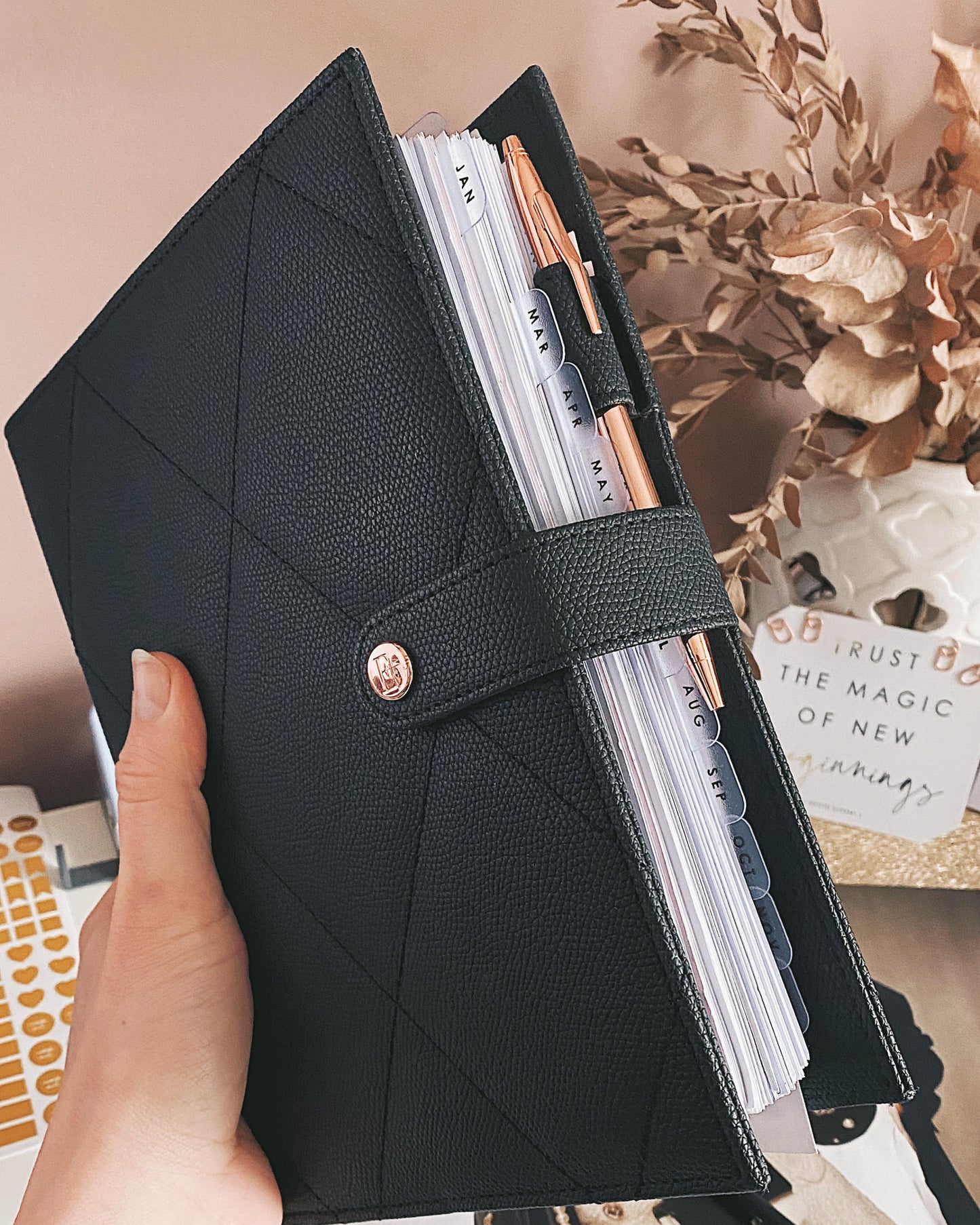 Black A5 Vegan Leather Organiser Ring Binder Life Planner - CEO of My Own Life® Planner - ella iconic®