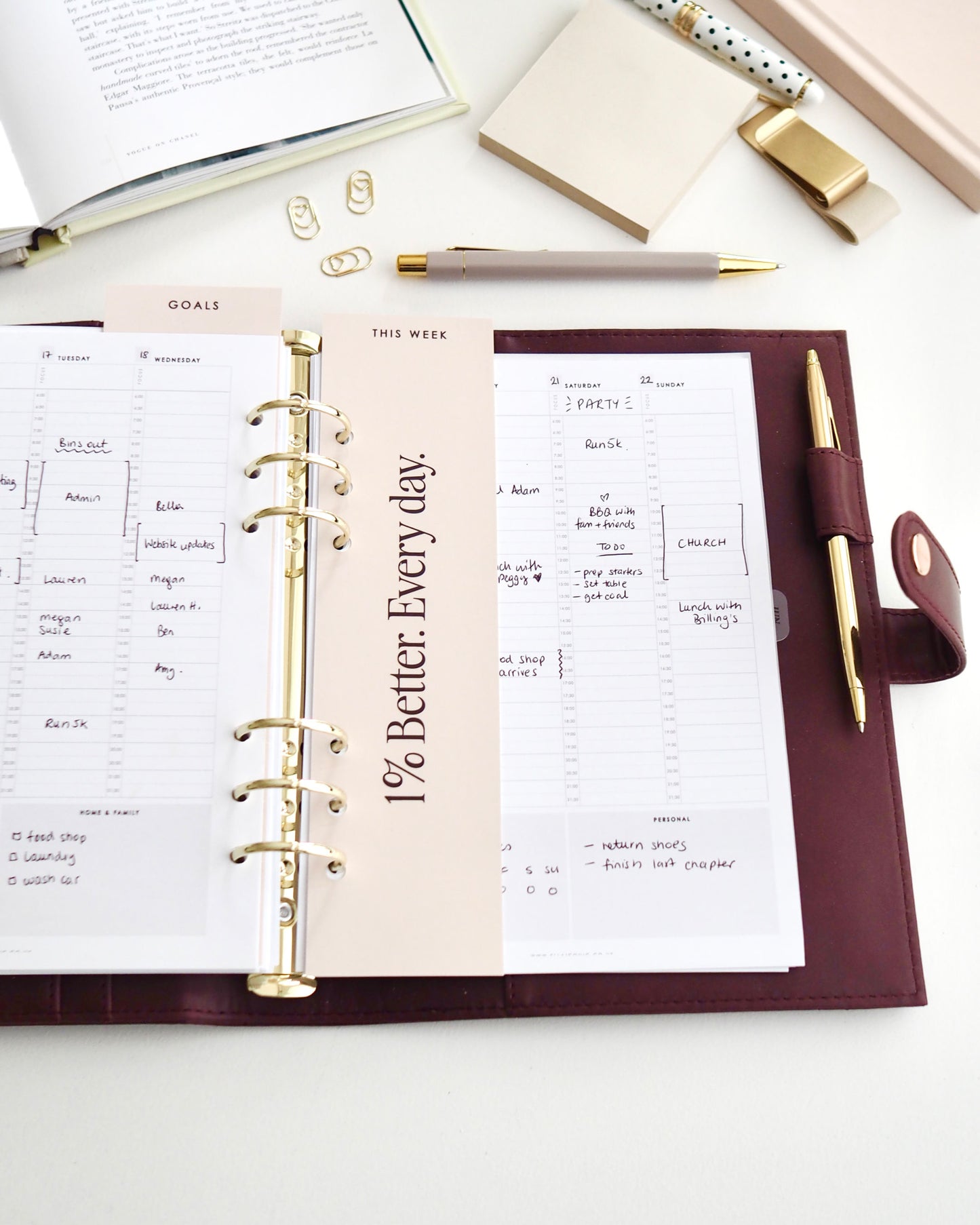 Blush 'This Week' Planner Page Marker for A5 6-Ring Binders - ella iconic® UK
