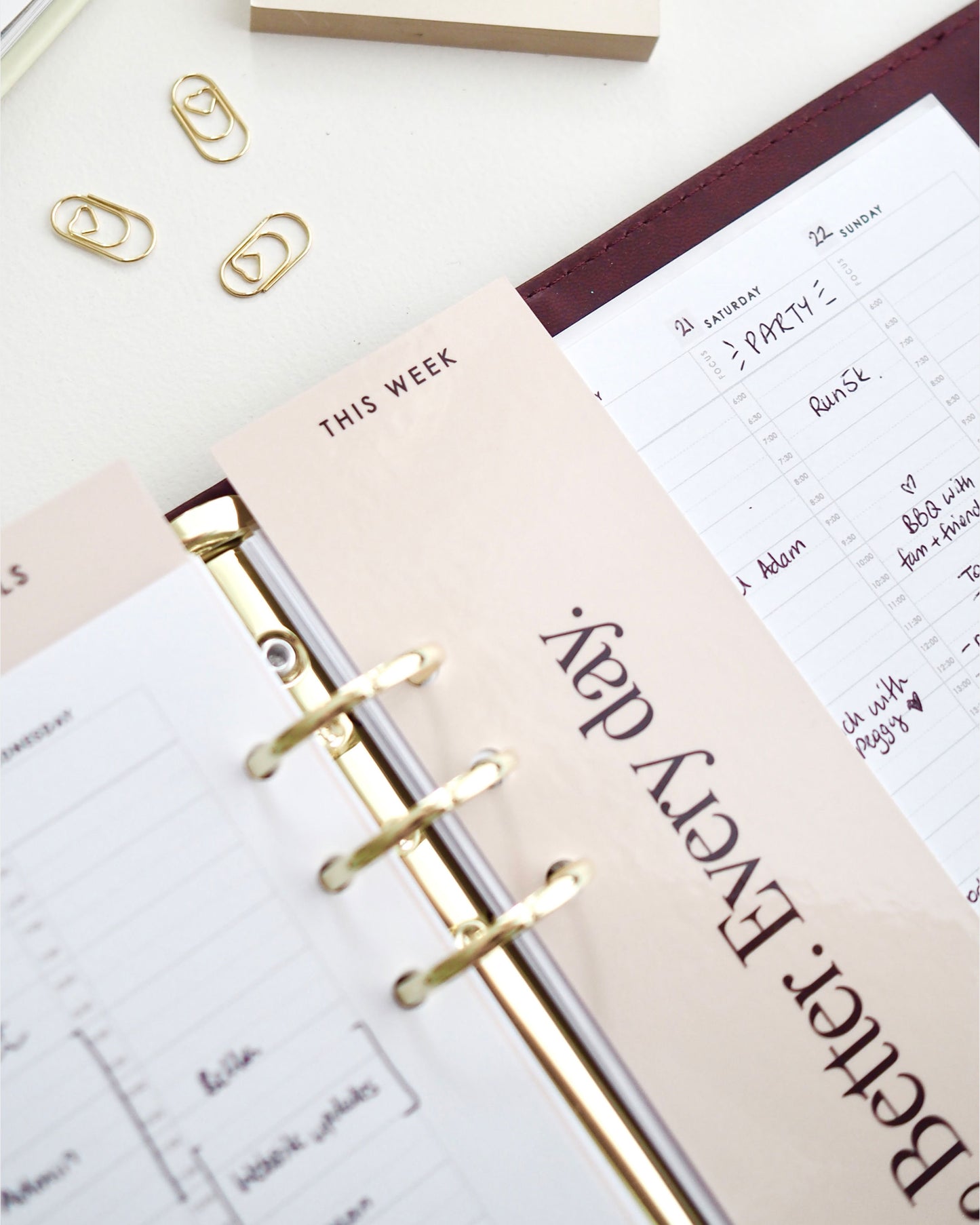 Blush 'This Week' Planner Page Marker for A5 6-Ring Binders - ella iconic® UK