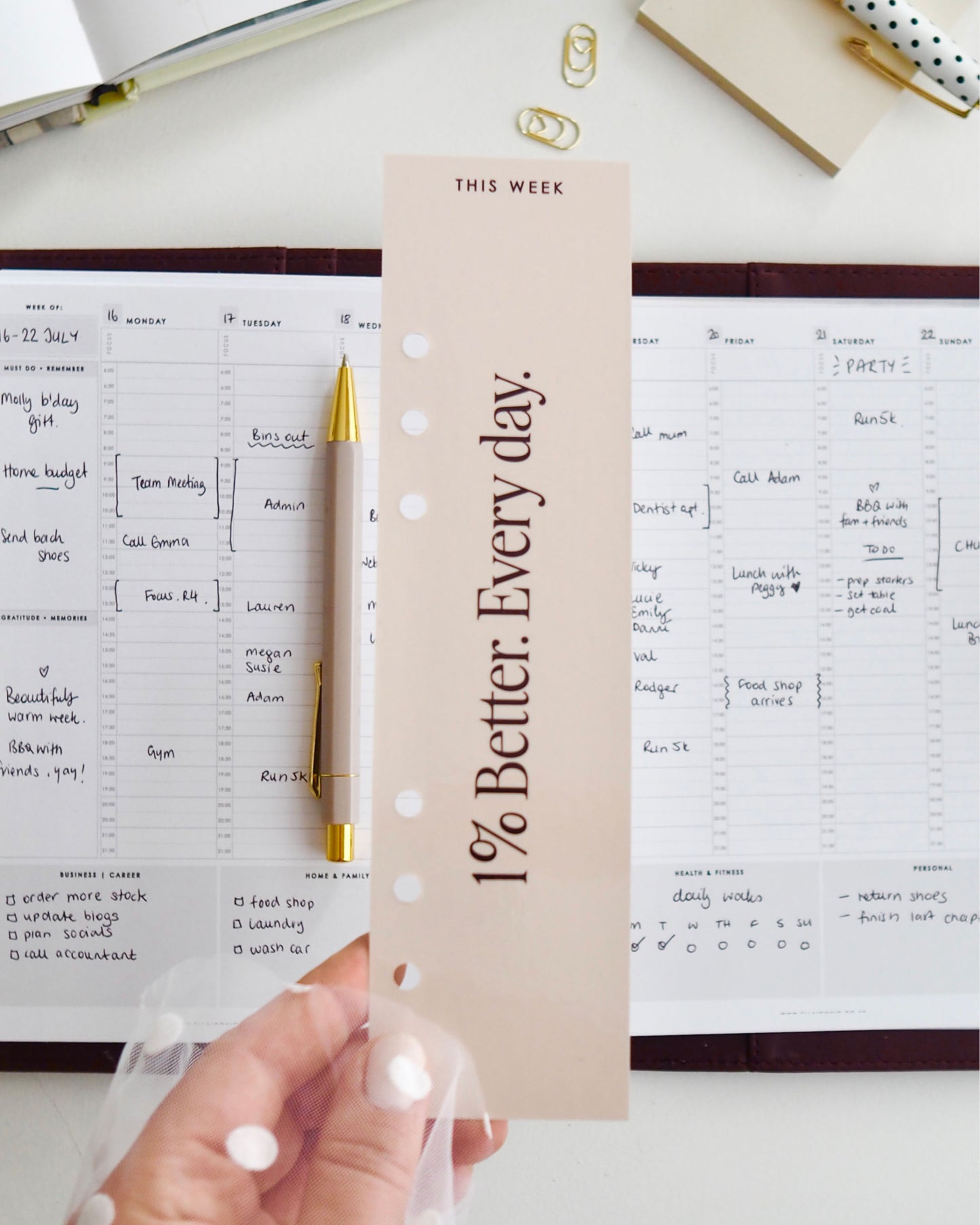 Blush 'This Week' Planner Page Marker for A5 6-Ring Binders - ella iconic® UK