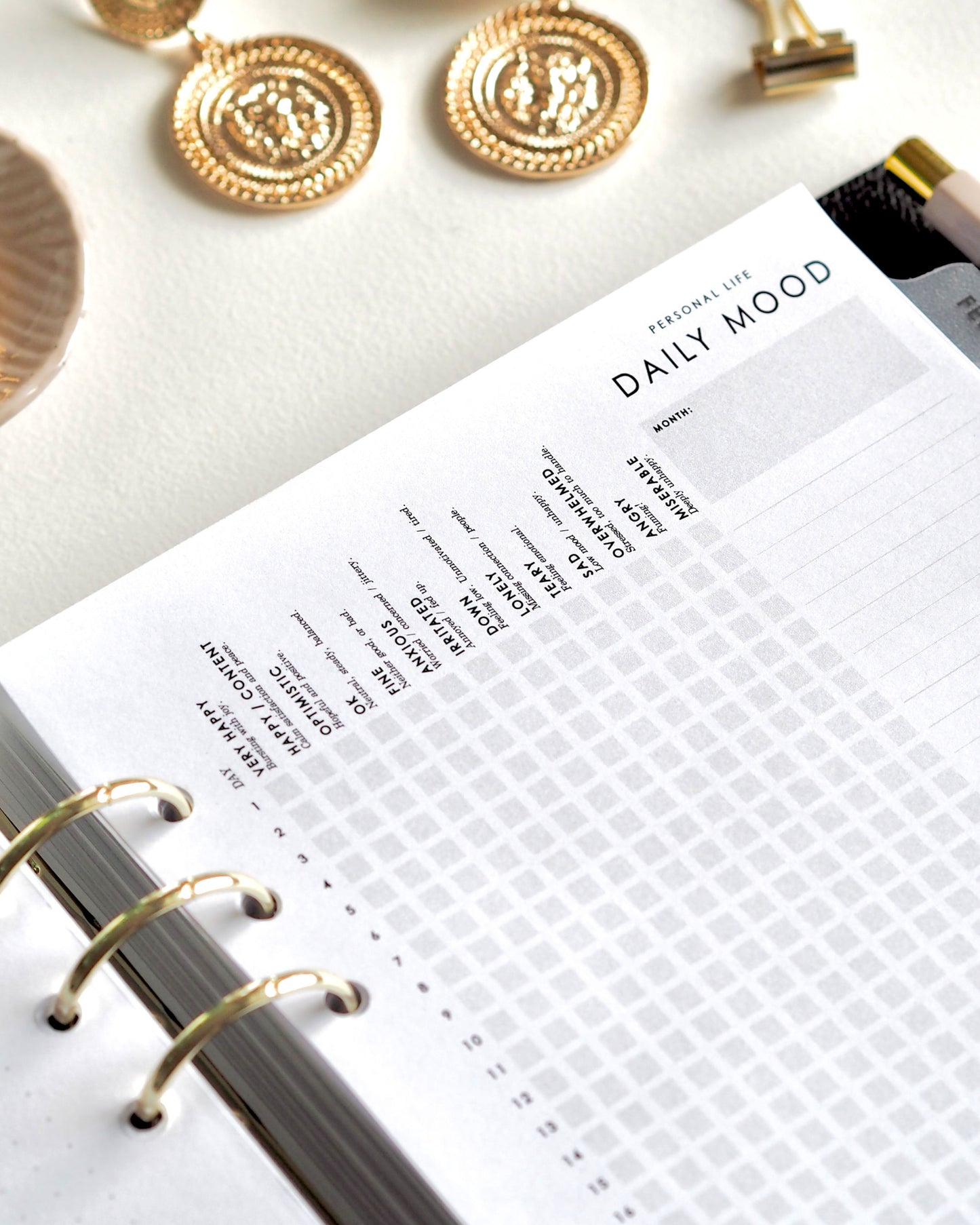 Daily Mood Tracker A5 Planner Inserts | Mental Health | ADHD | Perimenopause | Self Care Planner | For 6-Ring Binders, Filofax, LV Agendas - ella iconic® UK