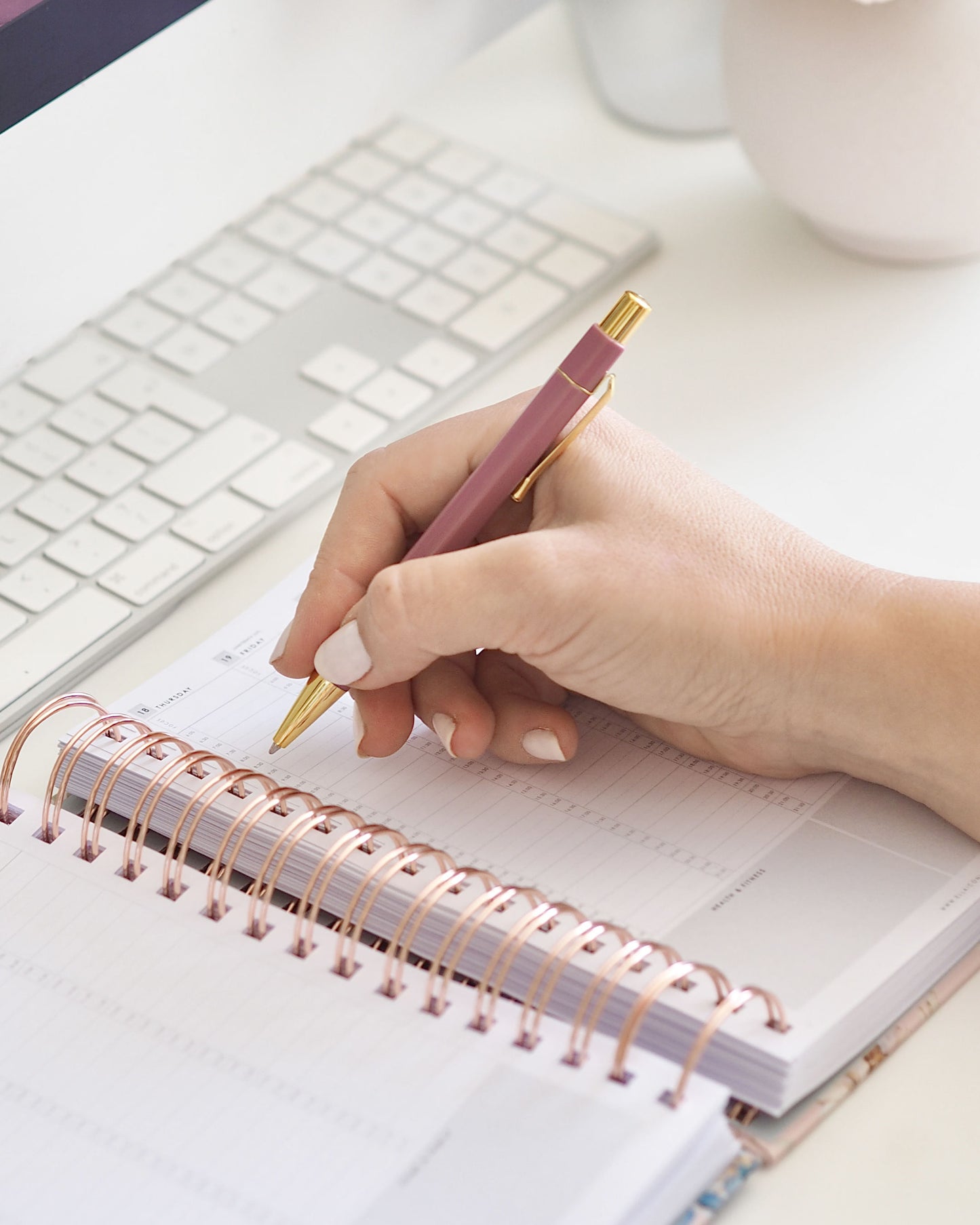 Hexagonal Lightweight Ballpoint Pen • Old Rose - ella iconic® UK