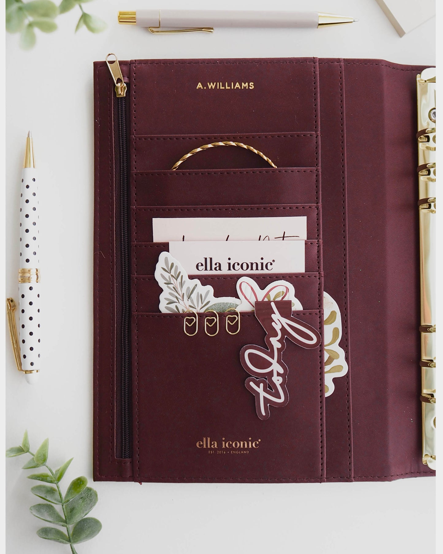 'today' cute magnetic bookmark, page marker for planners, agendas, organisers -  - burgundy - ella iconic®