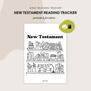 New Testament Reading Tracker - Bible reading tracker - Books on a shelf - ellaiconic®