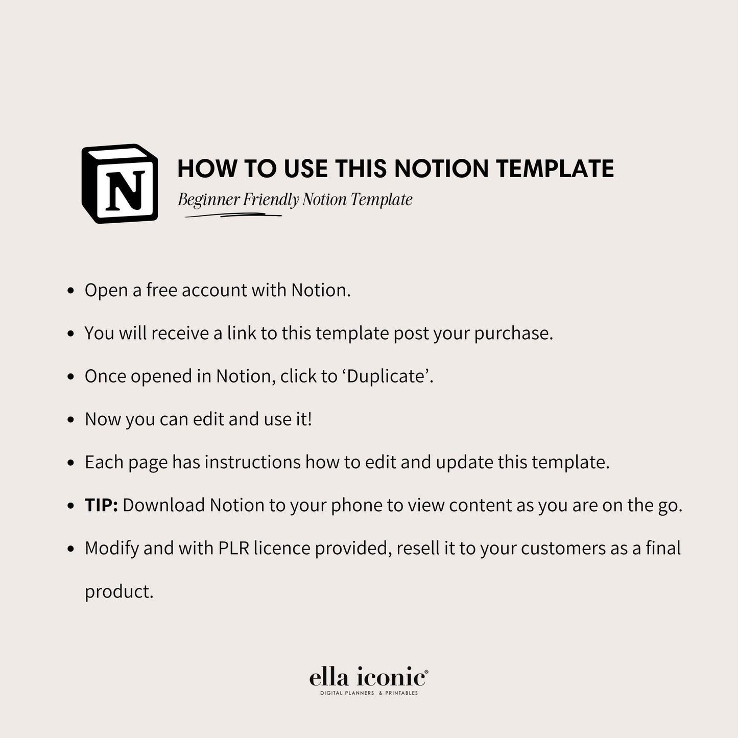 PRL Notion Weekly Meal Planner and Recipe Template for Beginners - ellaiconic®