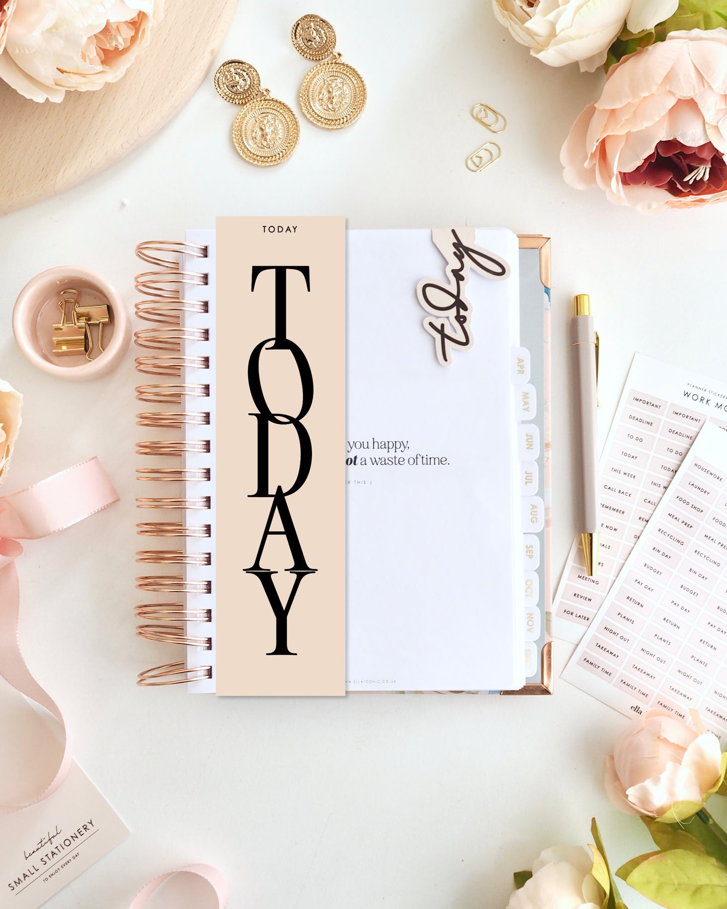 'Today' nude double sided planner page marker / bookmark for A5 planners and diaries - ella iconic® UK