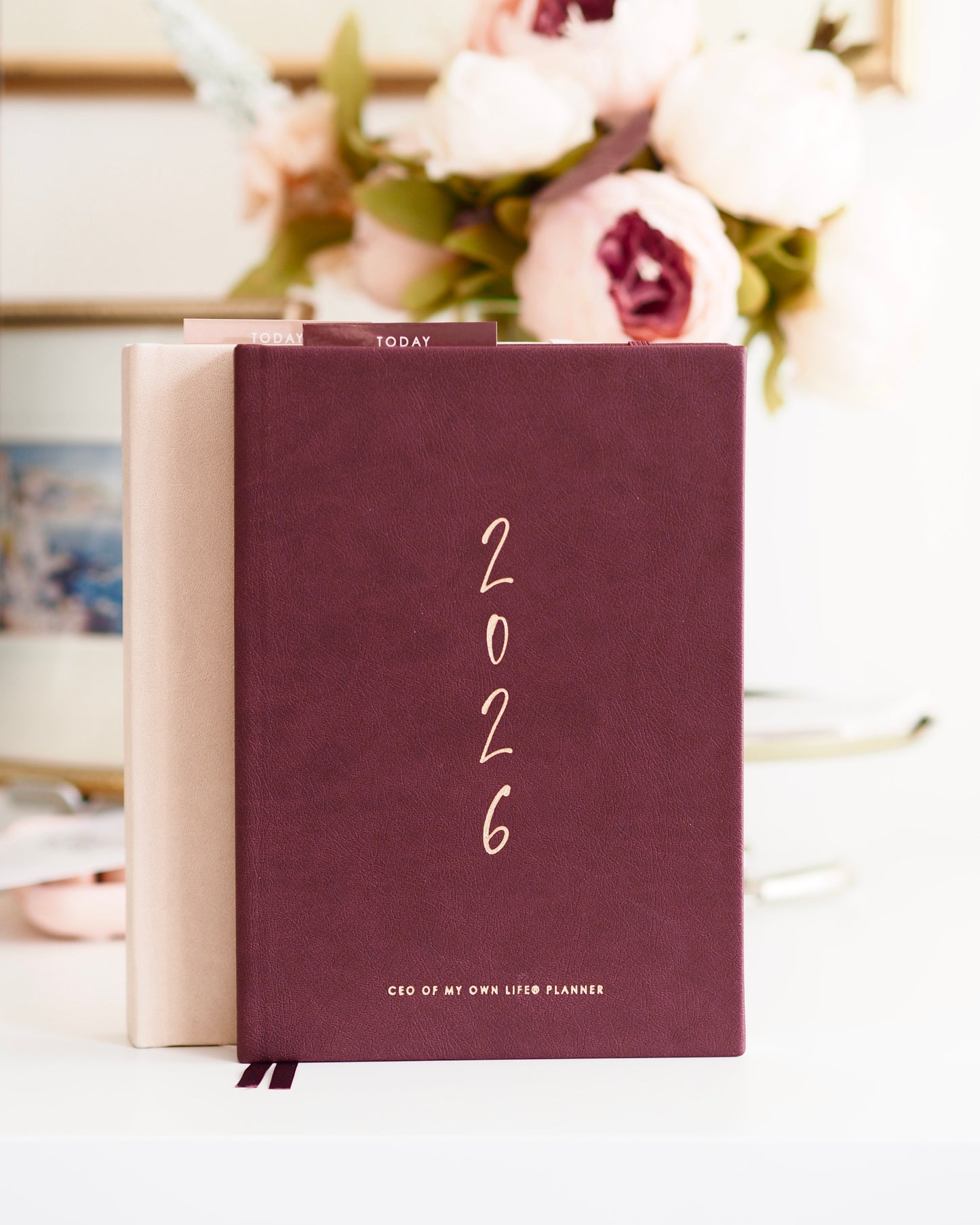 'Today' burgundy and sand double sided planner page marker / bookmark for A5 planners and diaries - ella iconic® UK
