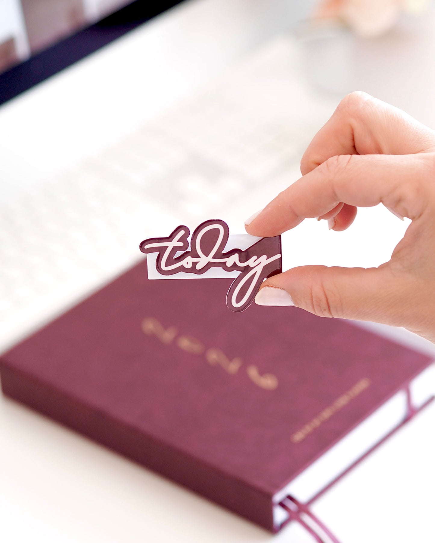 'today' cute magnetic bookmark, page marker for planners, agendas, organisers -  - burgundy - ella iconic®