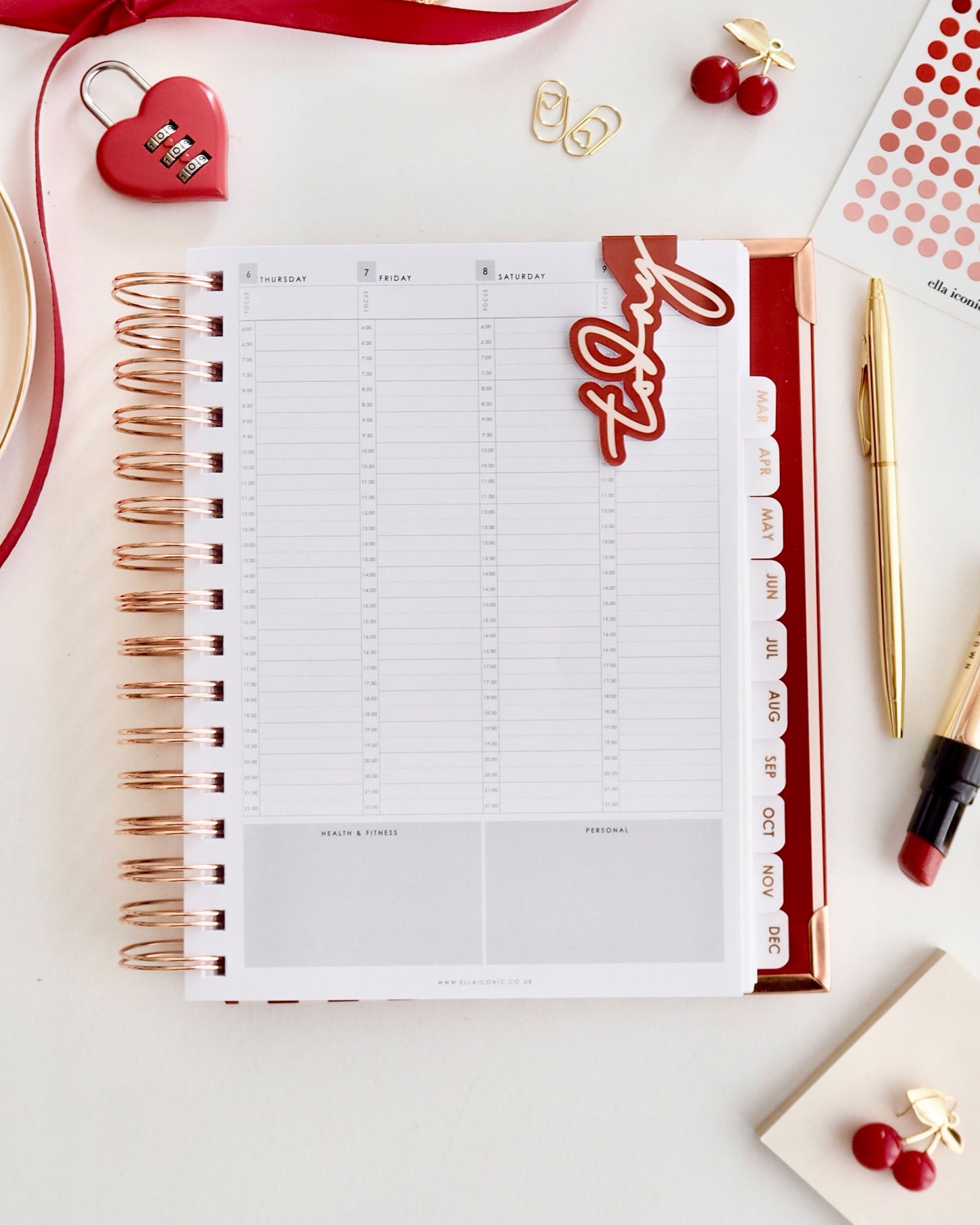 'today' cute magnetic bookmark, page marker for planners, agendas, organisers -  - red - ella iconic®