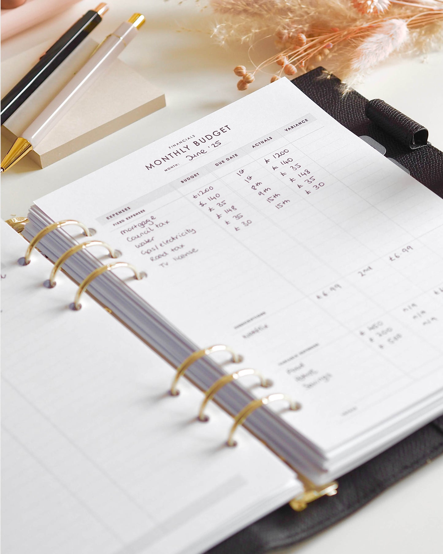 Undated Monthly Budget A5 Planner Inserts for 6-ring Ring Binders, Filofax, LV Agendas - ella iconic® UK