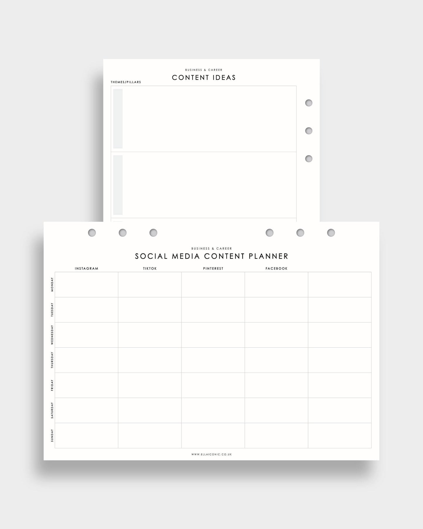Social Media Content Planning A5 Planner Inserts - ella iconic® UK