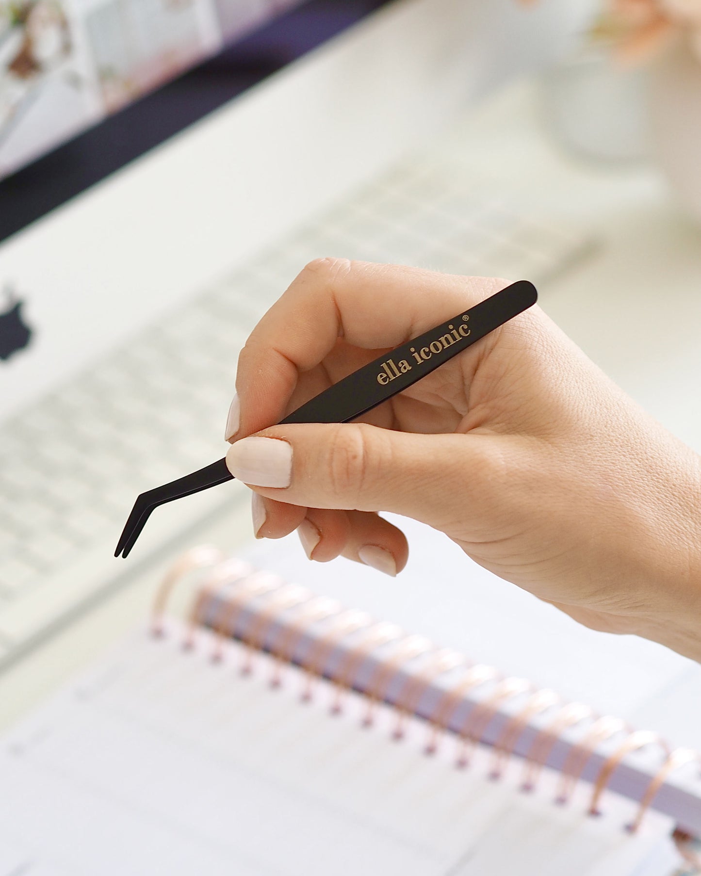 Matt black tweezers for planner stickers, and craft enthusiasts - ella iconic® UK