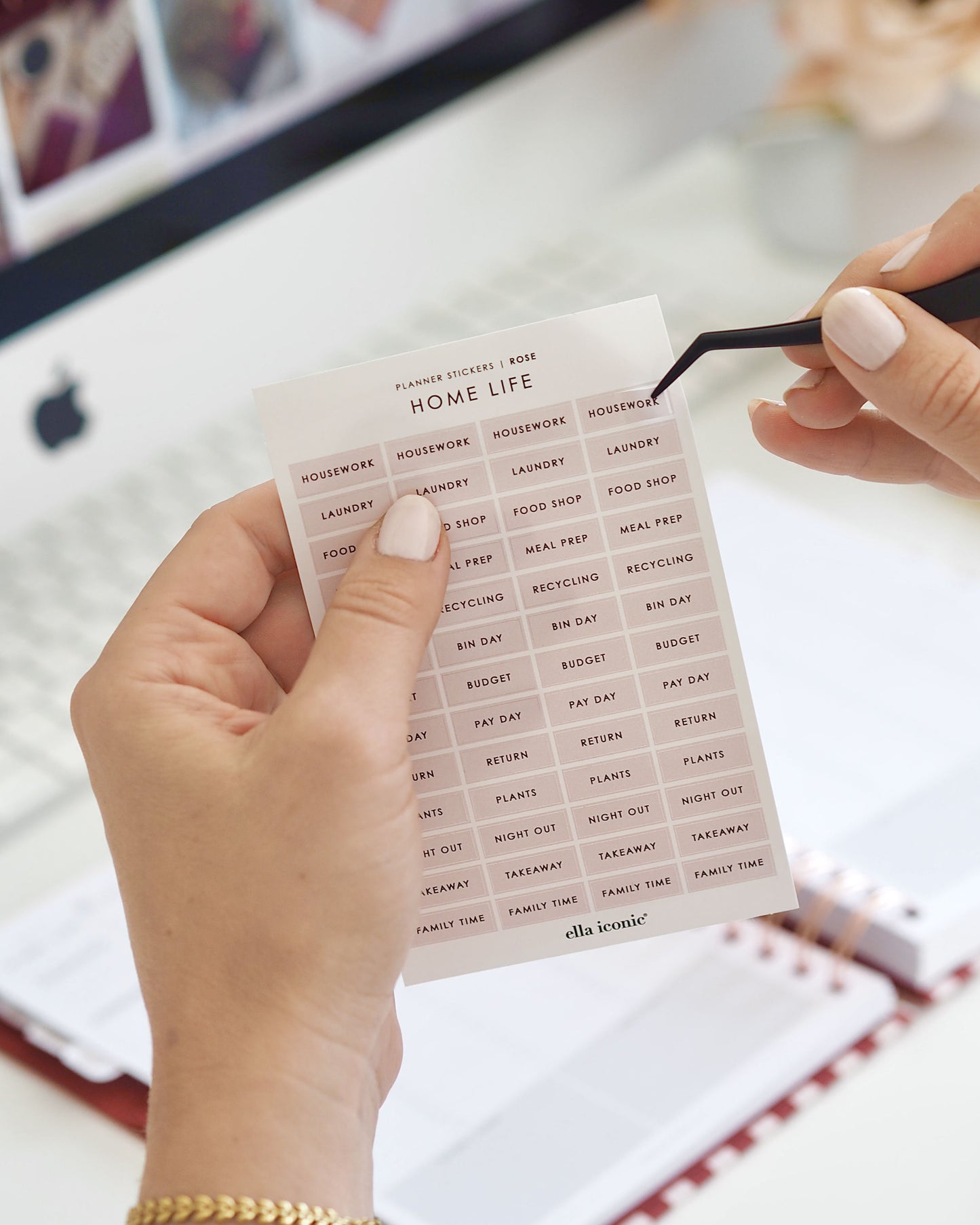 Matt black tweezers for planner stickers, and craft enthusiasts - ella iconic® UK