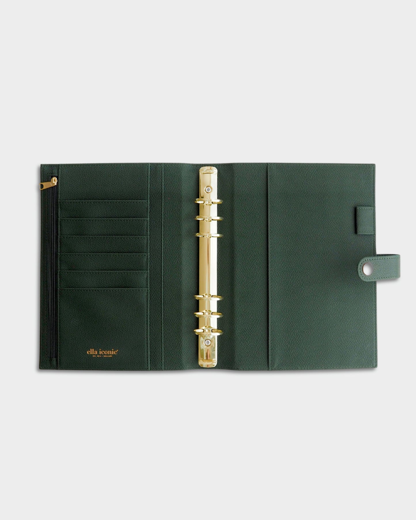 ella iconic® premium vegan leather A5 ring binder / agenda in Deep Green