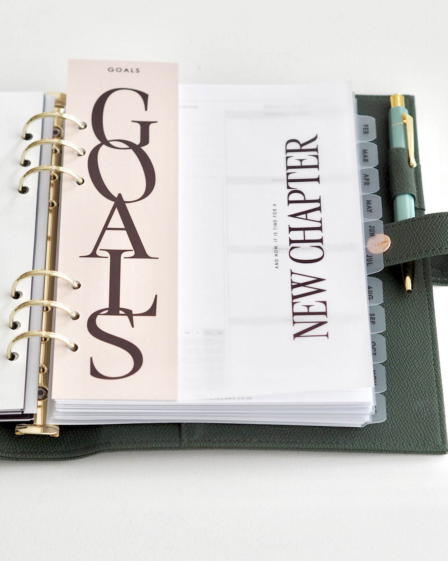 ella iconic® premium vegan leather A5 ring binder / agenda in Deep Green