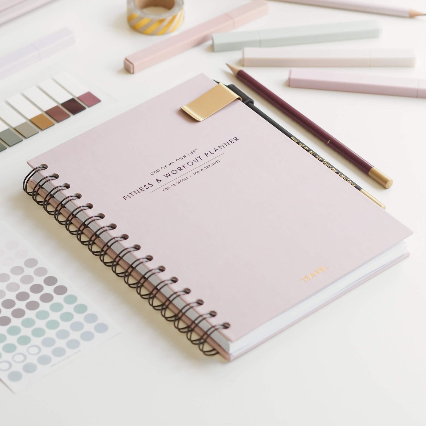 Personalised Fitness & Workout Undated A5 Planner • For 12 Weeks or 100 Workouts • Ella Iconic Stationery UK