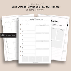 Printable 2024 Daily Life Planner Inserts