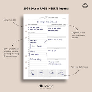 Printable 2024 Day a Page Inserts