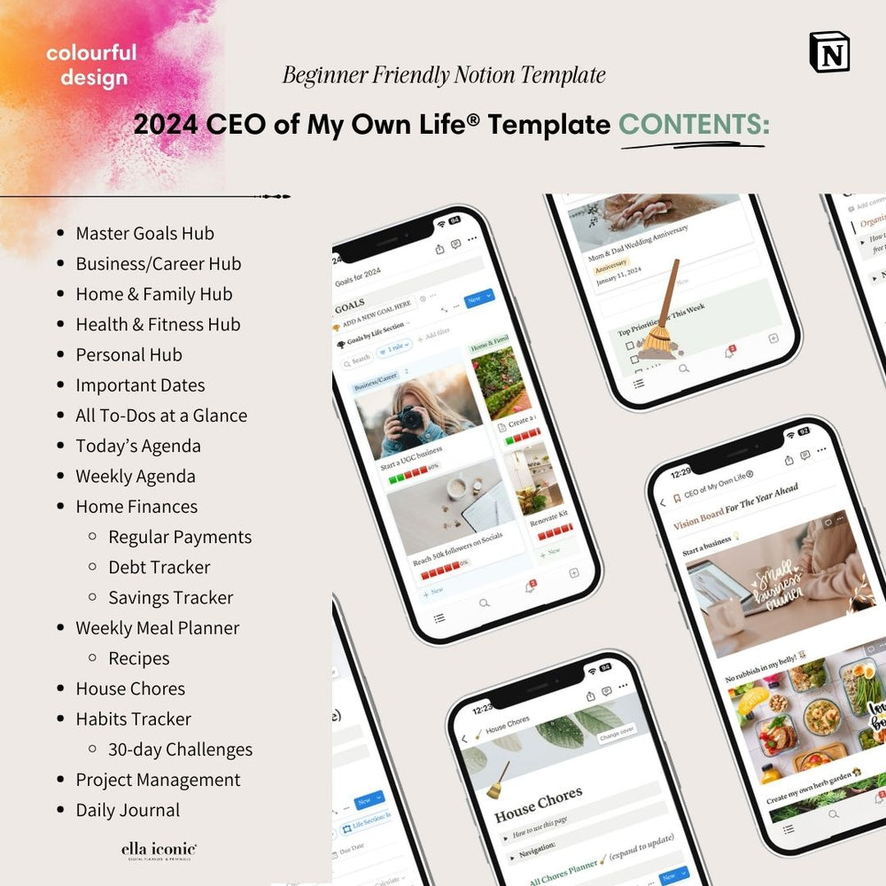 
                  
                    2024 Life Planner Notion Template - ceo of my own life®- ellaiconic®
                  
                