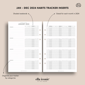 Printable 2024 Habits Tracker Inserts