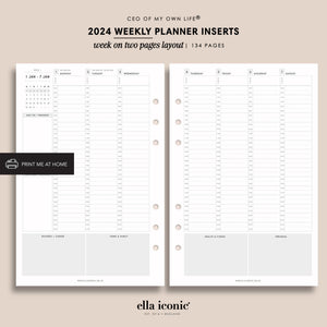Printable 2024 Week on Two Pages Inserts
