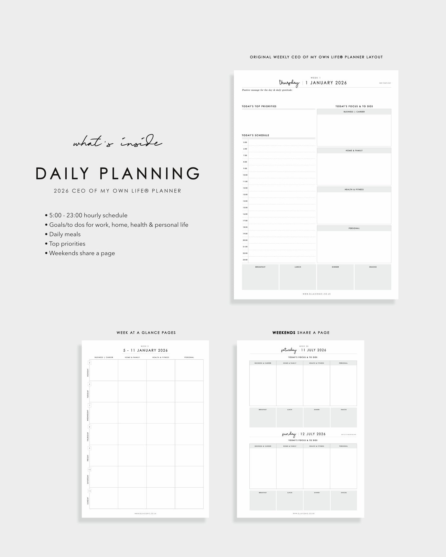 2026 Daily Weekly Life Planner • CEO of My Own Life® Planner - ella iconic® UK