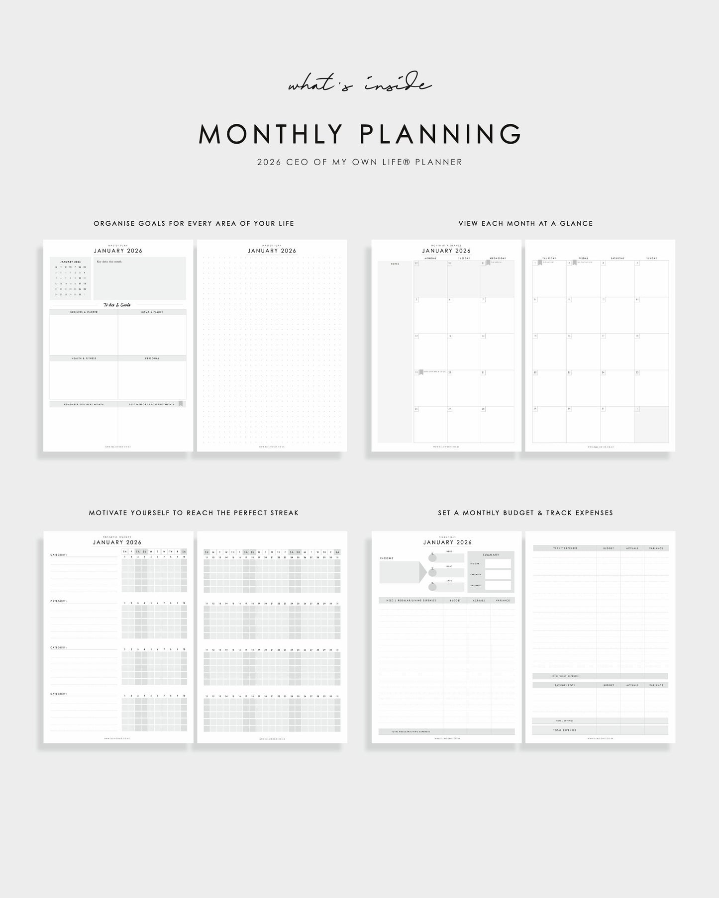 2026 Daily Weekly Life Planner • CEO of My Own Life® Planner - ella iconic® UK