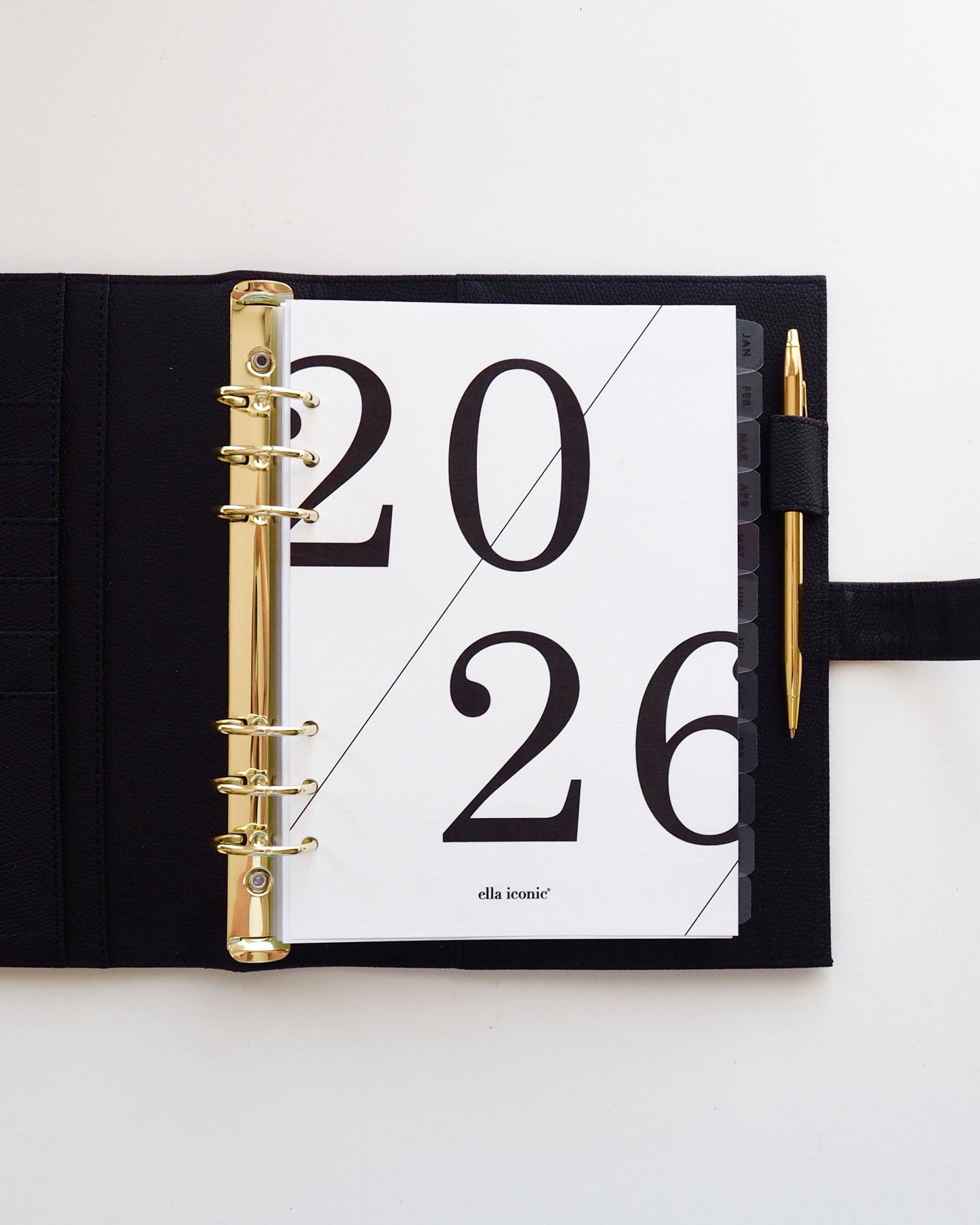 2026 Light Ivory Linen Paper A5 Planner Dashboard For A5 Ring Binders  - ella iconic® UK