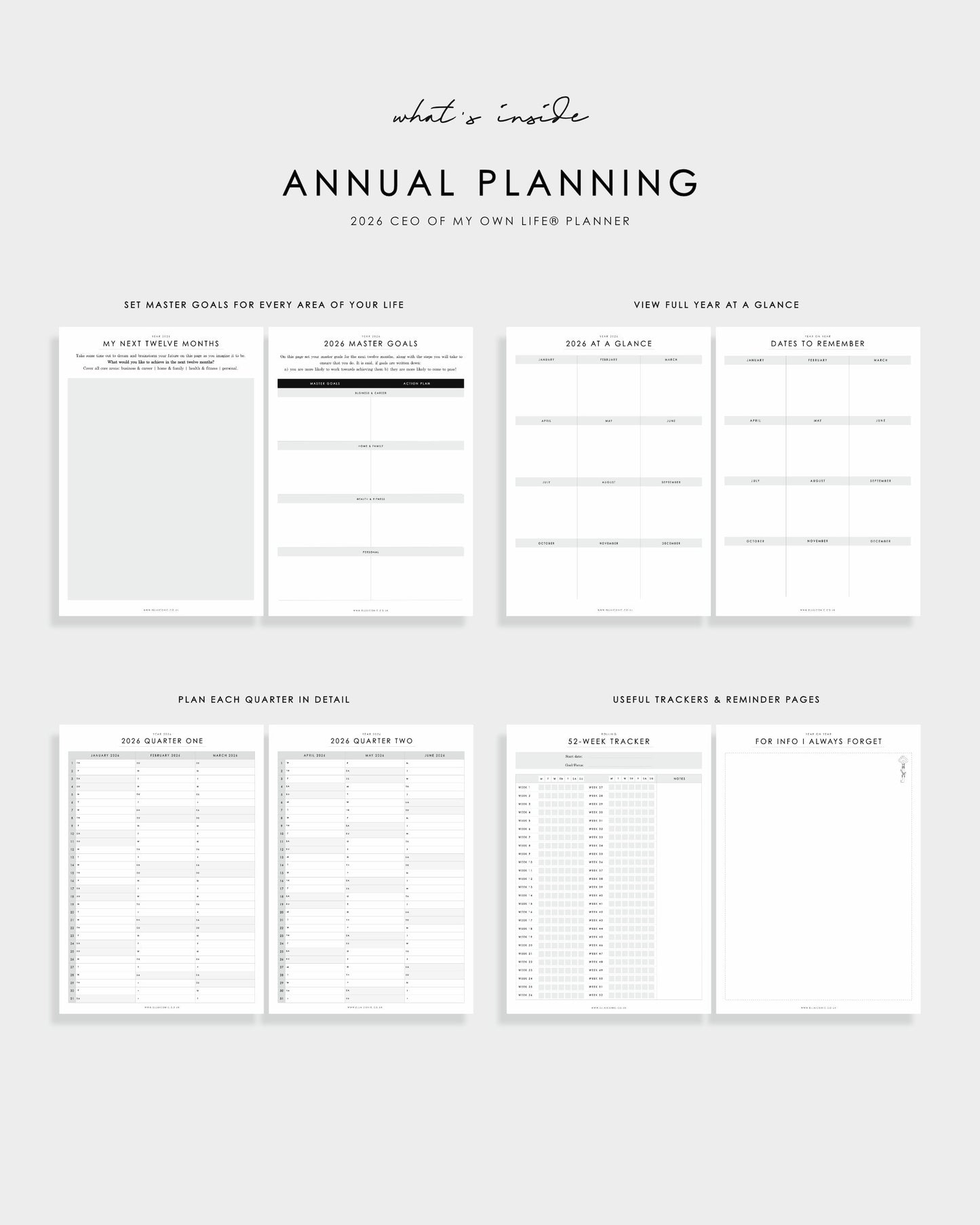 2026 Weekly Life Planner Inserts For A5 Ring Binders, Agendas - 2026 CEO of My Own Life® Planner - ella iconic® UK