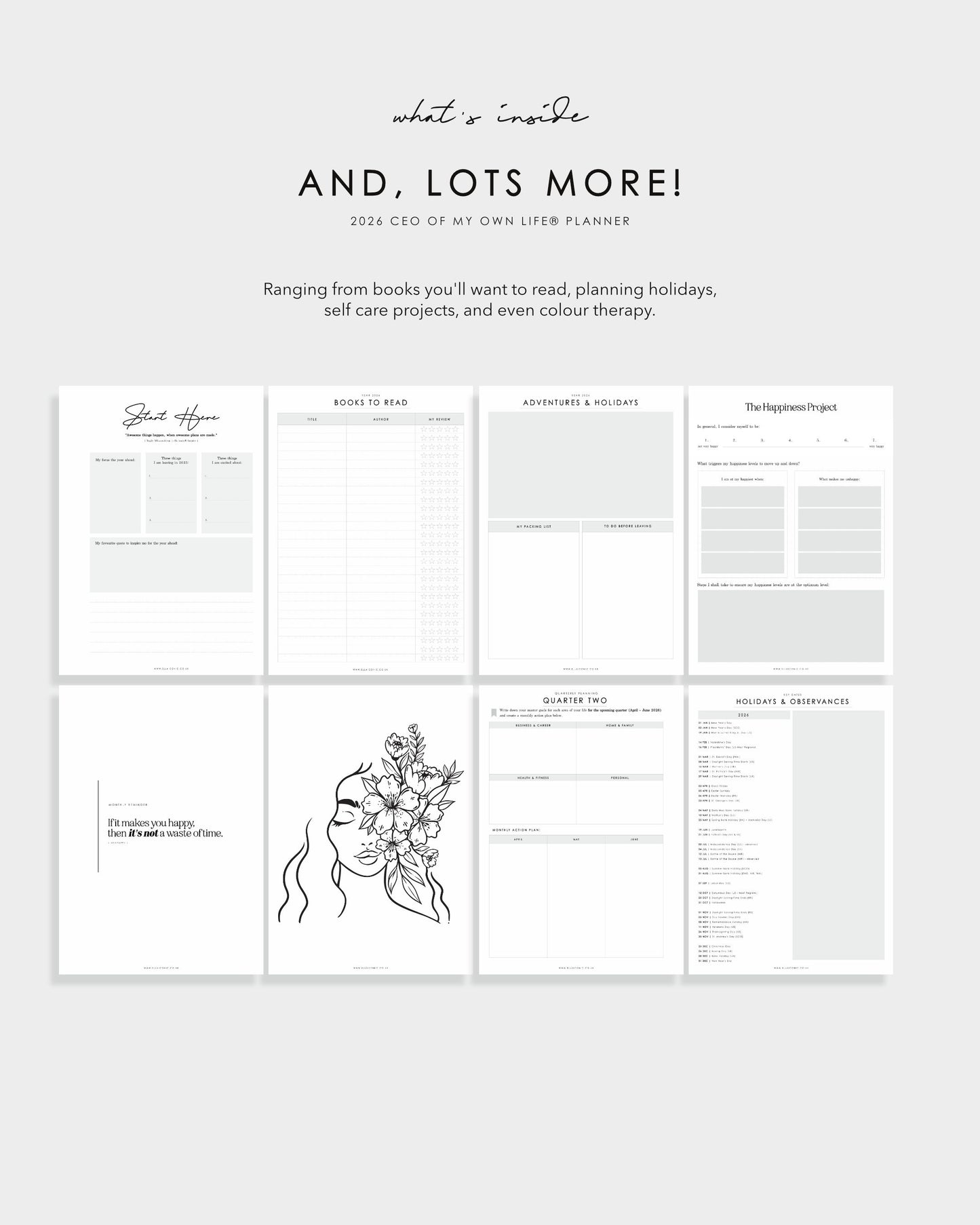 2026 Weekly Life Planner Inserts For A5 Ring Binders, Agendas - 2026 CEO of My Own Life® Planner - ella iconic® UK