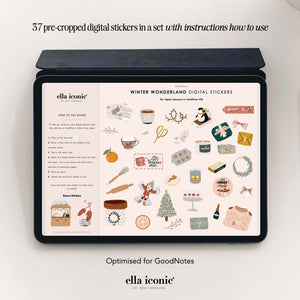 Winter Wonderland Christmas Digital Planner Stickers for GoodNotes iOS iPad | Ella Iconic