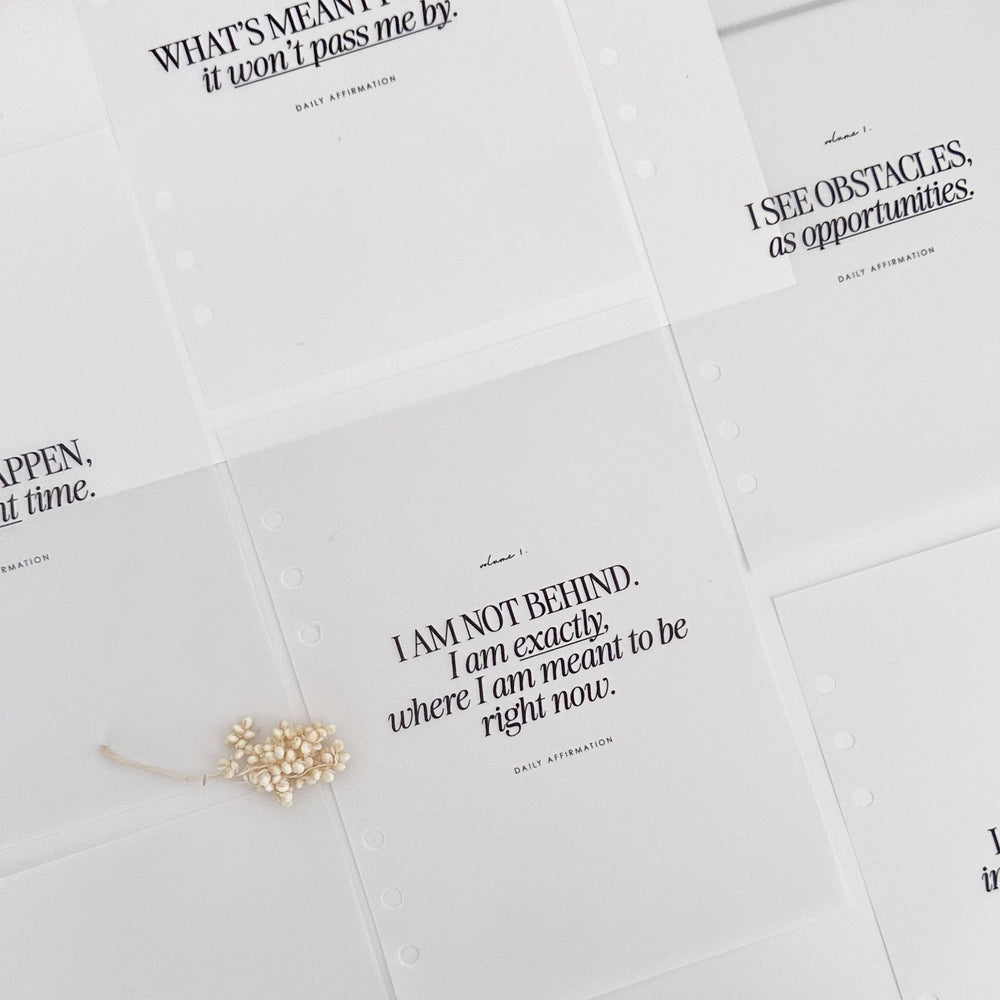 
                  
                    Daily Affirmation A5 Velum Planner Dashboards For Ring Binders - ella iconic® stationery UK
                  
                