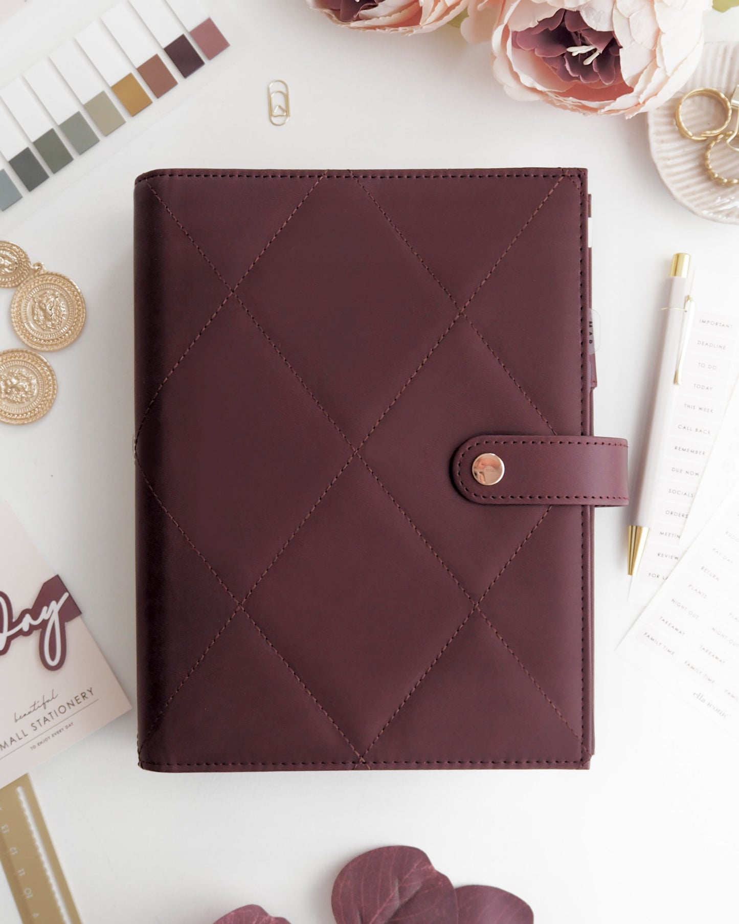 Personalised premium vegan leather A5 ring binder, agenda - ella iconic® UK