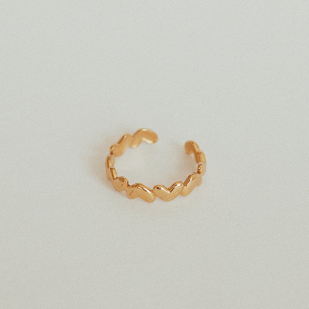 Adjustable Waterproof Gold Mini Hearts Ring Band - ella iconic® UK