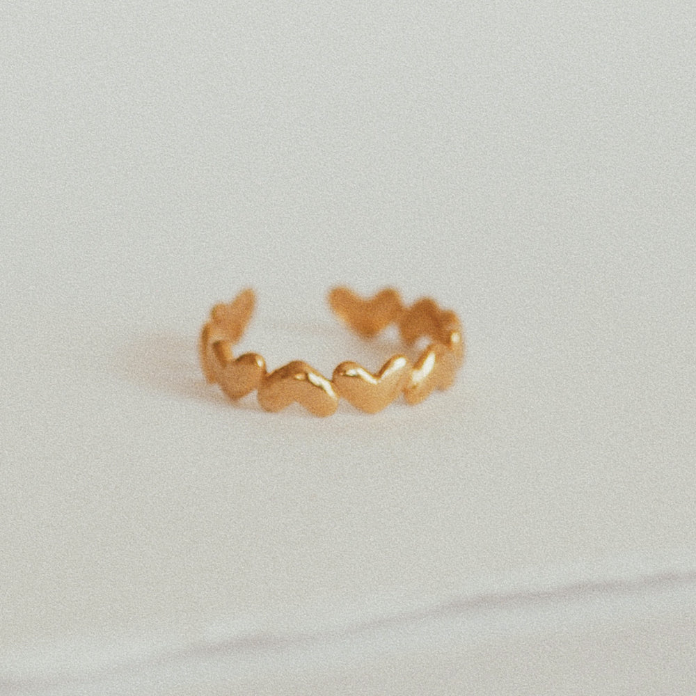
                  
                    Adjustable Waterproof Gold Mini Hearts Ring Band - ella iconic® UK
                  
                