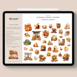 Autumnal  pumpkin spice latte digital planner stickers for GoodNotes - ellaiconic®