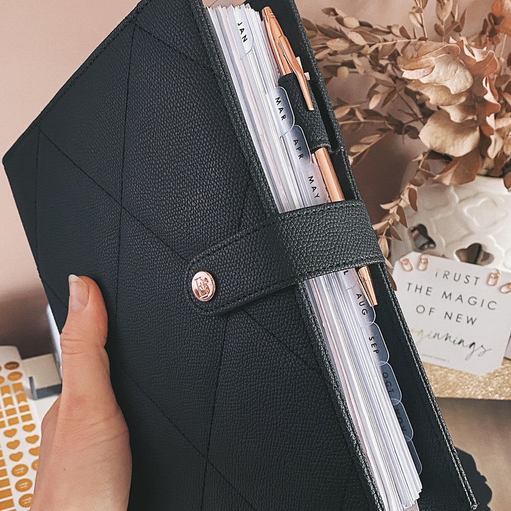 
                  
                    Black A5 Vegan Leather Organiser Planner - CEO of My Own Life® Planner - ella iconic®
                  
                