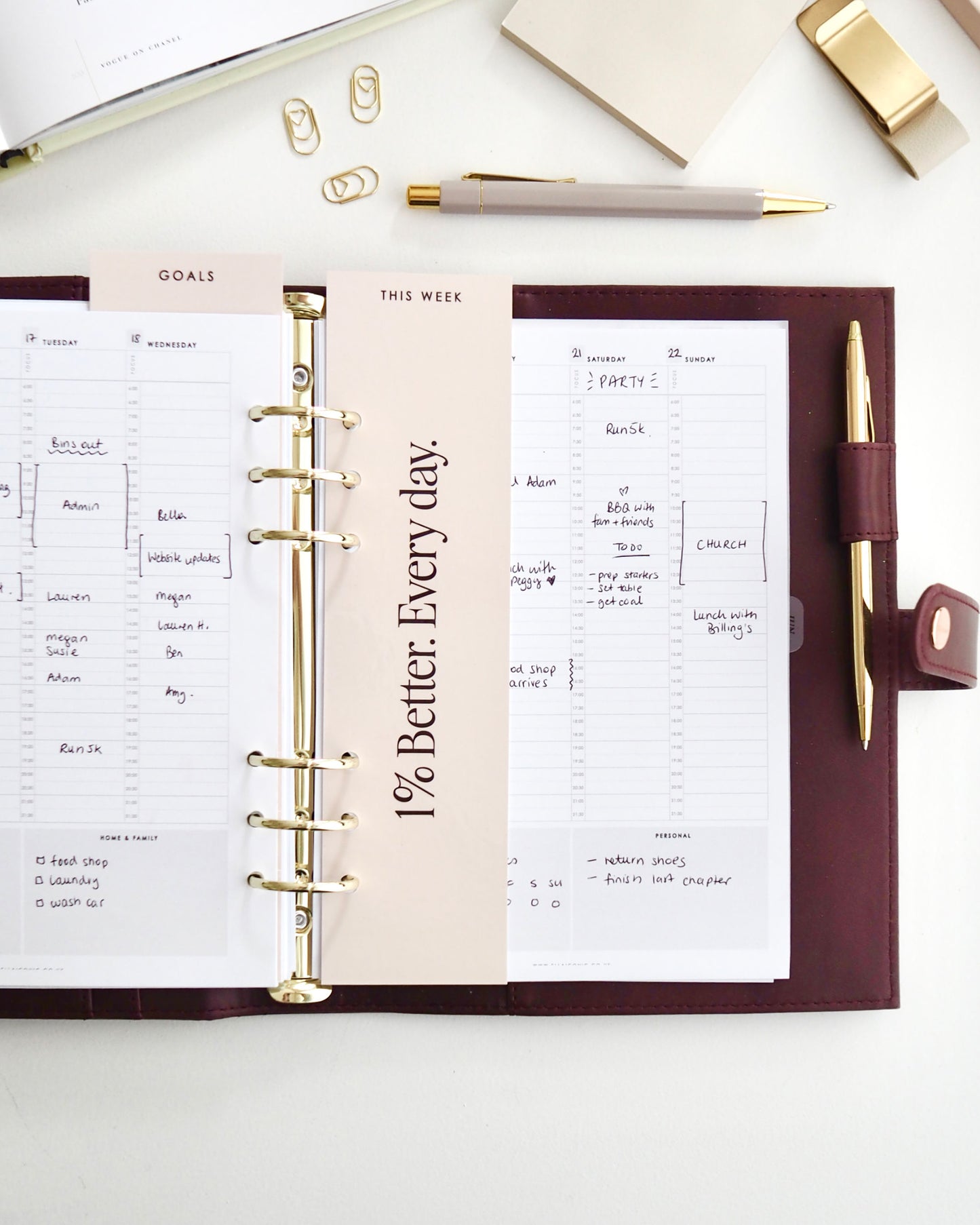 Blush 'This Week' Planner Page Marker for A5 6-Ring Binders - ella iconic® UK