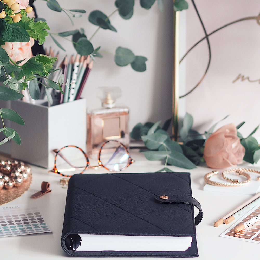 
                  
                    Cross Stitch Premium Vegan Leather A5 Organiser in Black - ella iconic® UK
                  
                