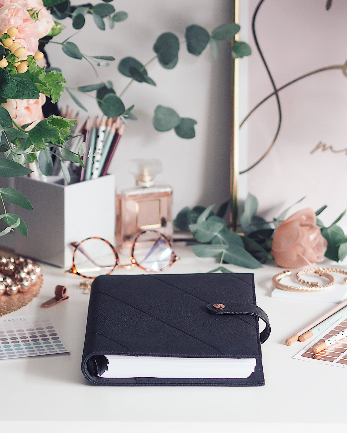 Cross Stitch Premium Vegan Leather A5 Organiser in Black - ella iconic® UK